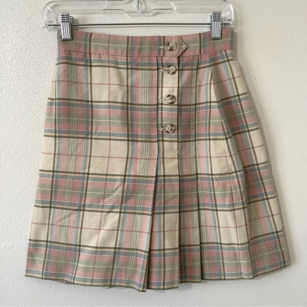 Vintage Y2K‎ Plaid Light Academia School Girl Old Money Pleated Mini Skirt Sz 6